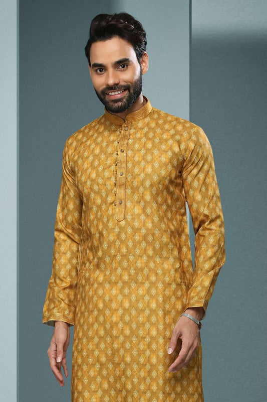 Cotton Kurta Pajama In Gold colour KP1230338