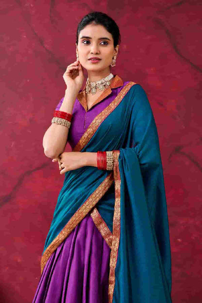Cotton Zari Woven Work Lehenga Choli In Purple Colour