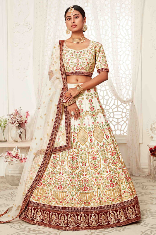 Cream Art Silk Designer Lehenga Choli LC1010150