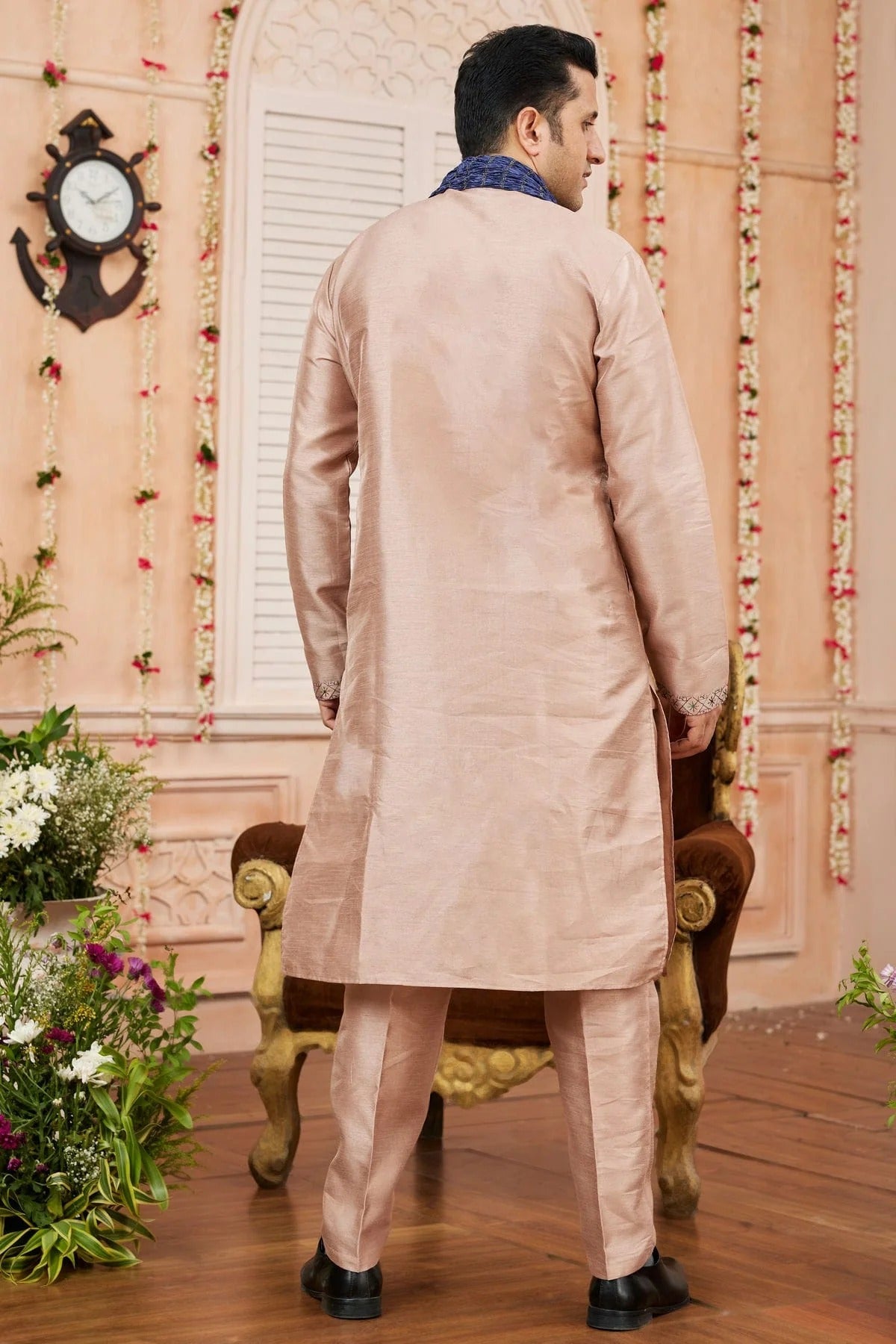 Cream Colour Art Banarasi Silk Kurta Pajama With Stole KP1230250 A