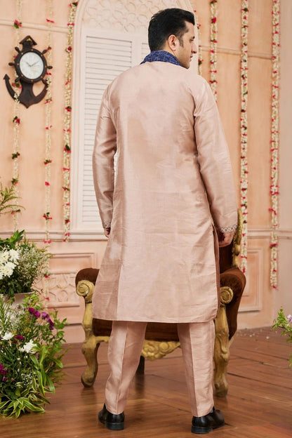Cream Colour Art Banarasi Silk Kurta Pajama With Stole KP1230250 A