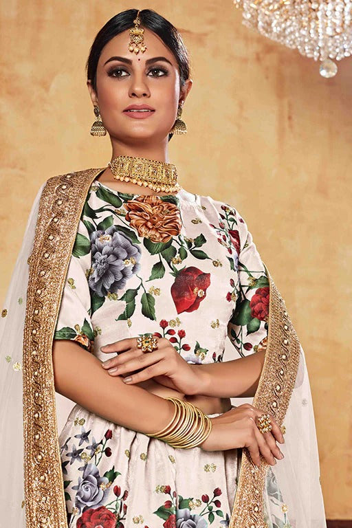 Cream Colour Art Silk Designer Lehenga Choli LC1240037 A