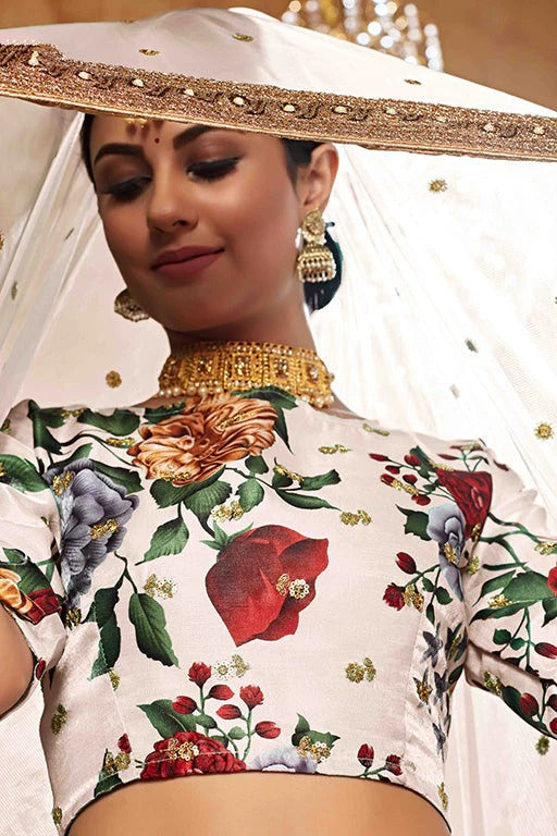 Cream Colour Art Silk Designer Lehenga Choli LC1240037 B
