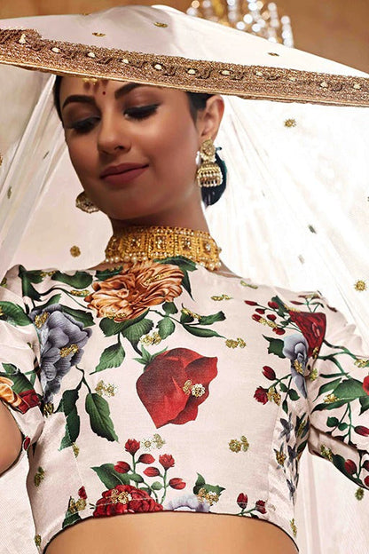Cream Colour Art Silk Designer Lehenga Choli LC1240037 B