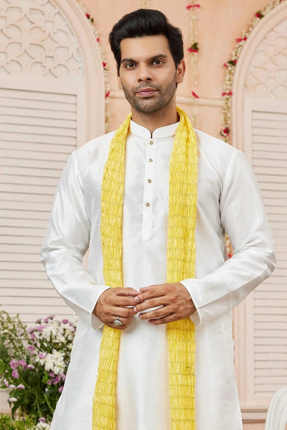 Cream Colour Art Silk Kurta Pajama With Stole KP1230243 B