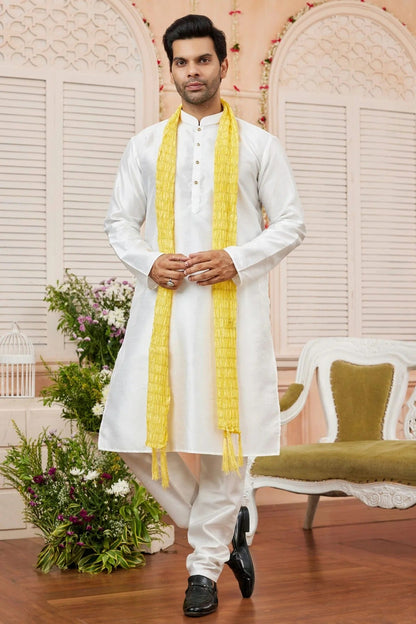 Cream Colour Art Silk Kurta Pajama With Stole KP1230243