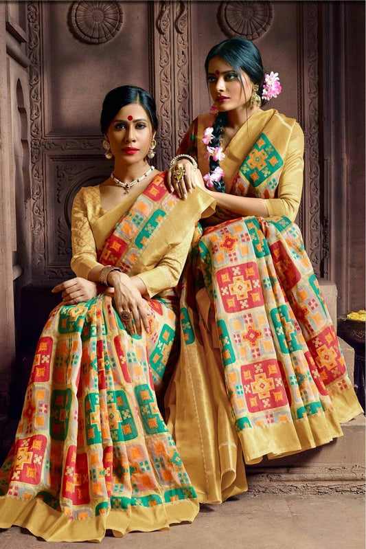 Cream Colour Banarasi Silk Woven Saree SD1100169