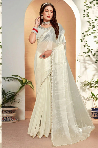Cream Colour Burberry Silk Designer Saree SD1121816