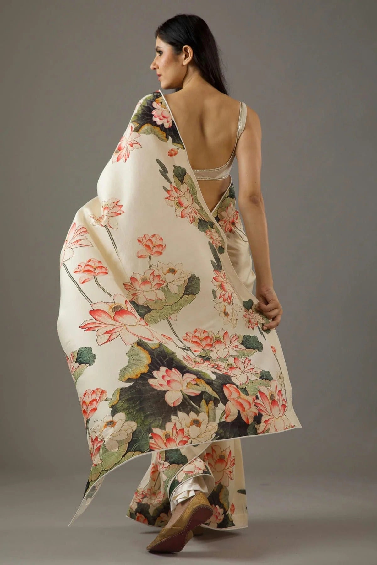 Cream Colour Chiffon Printed Saree SD1180041 A