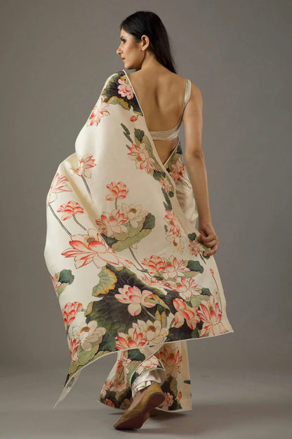 Cream Colour Chiffon Printed Saree SD1180041 A
