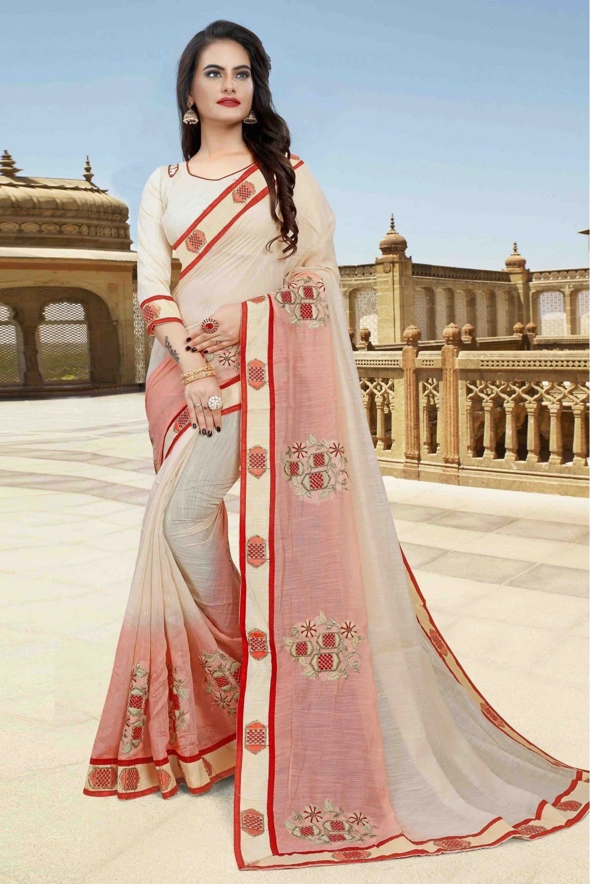 Cream Colour Cotton Designer Saree SD1120547