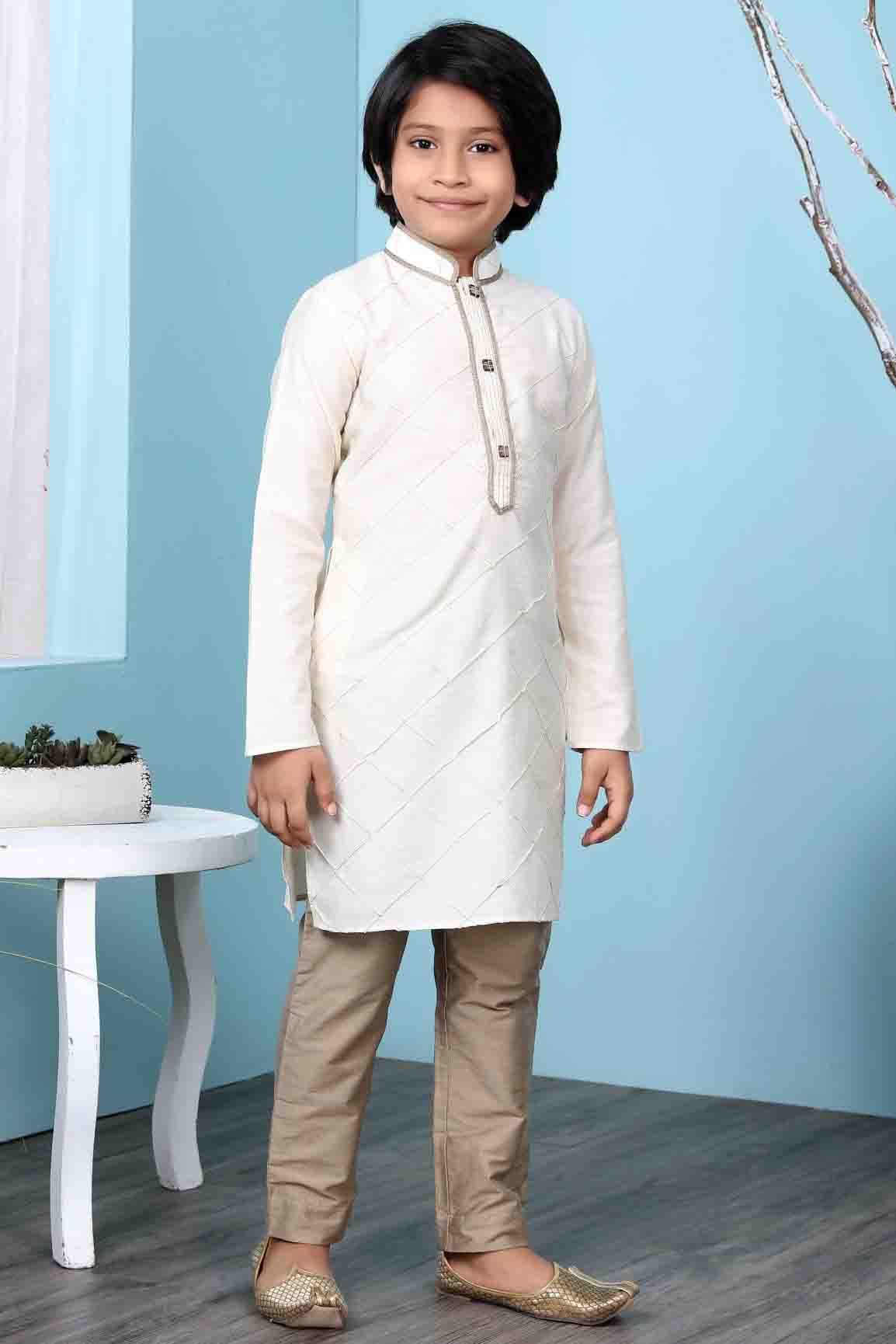 Cream Colour Cotton Silk Kurta Pajama BW1070088 B