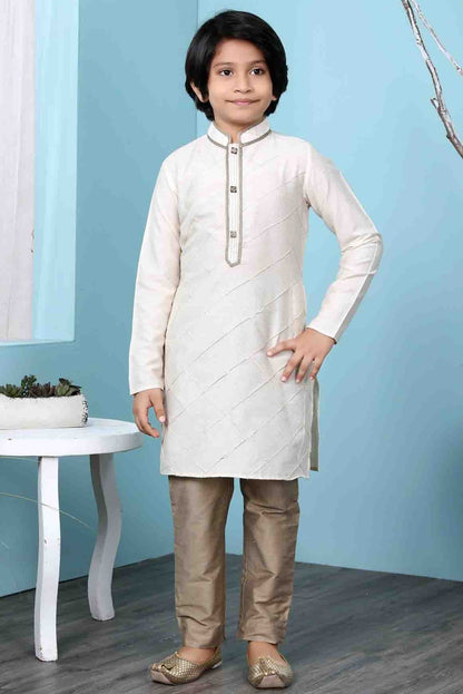 Cream Colour Cotton Silk Kurta Pajama BW1070088