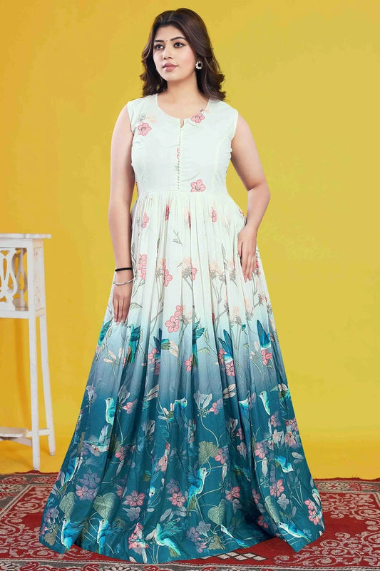 Cream Colour Cotton Stitched Anarkali Suit SS1140960