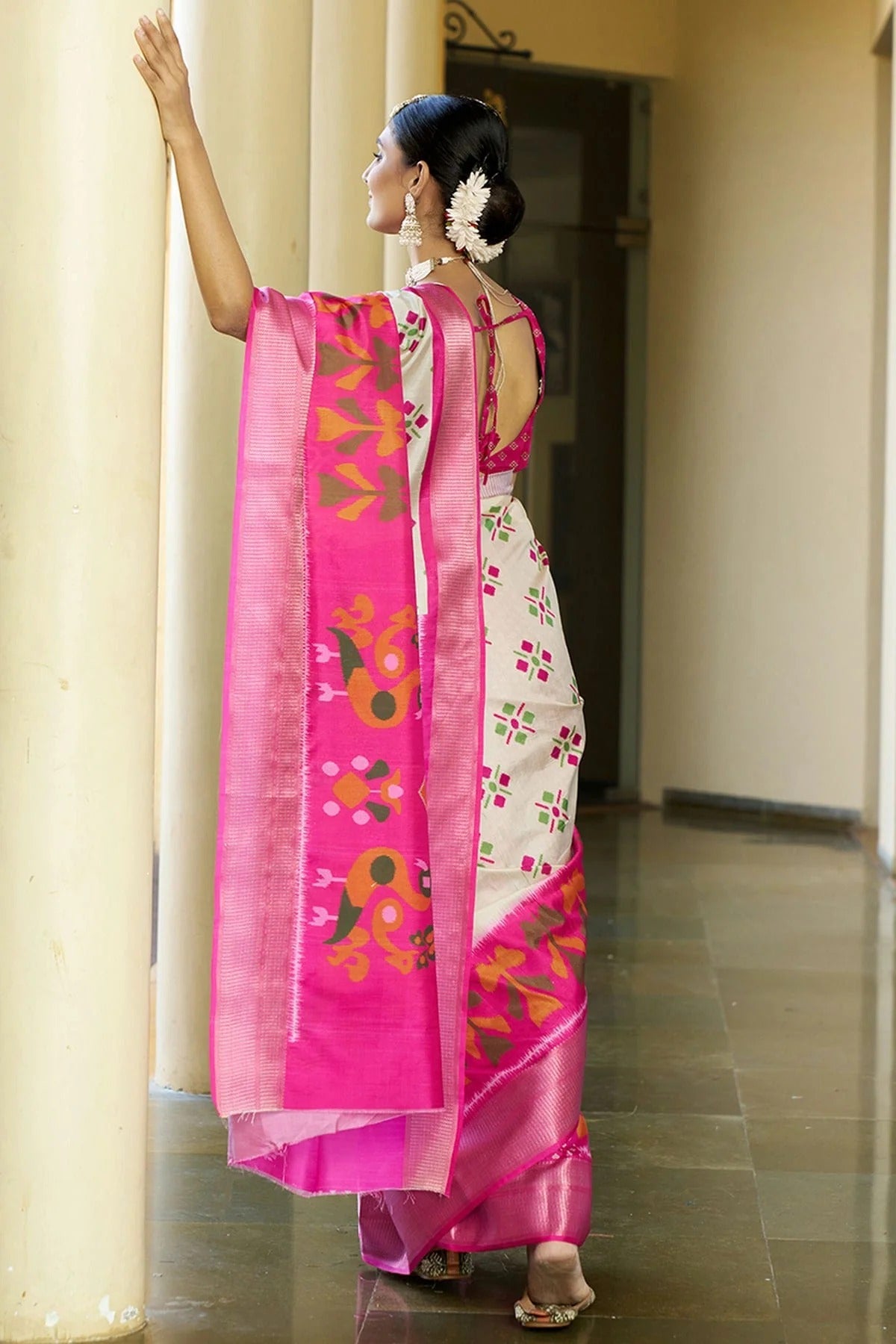 Cream Colour Crepe Traditional Saree SD1111909 A