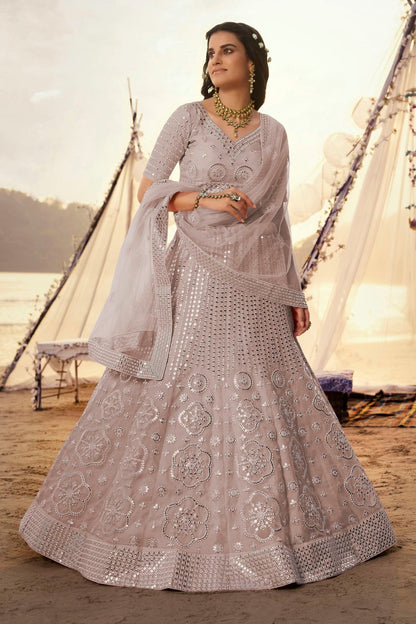 Cream Colour Embroidery Organza Lehenga Choli LD1080697