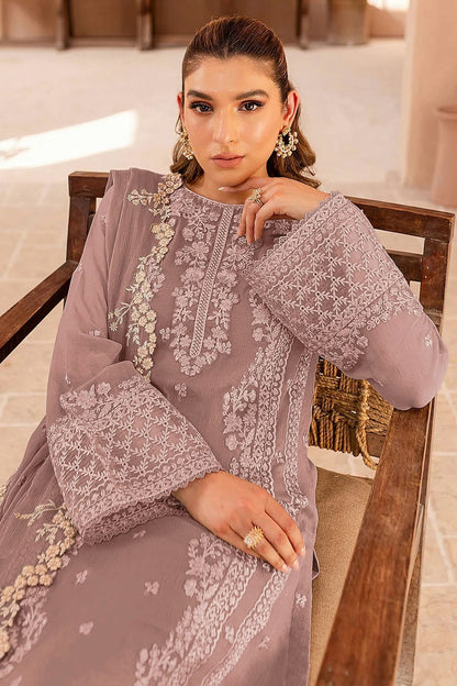 Cream Colour Faux Georgette Semi Stitched Pakistani Suit SM1140477 A