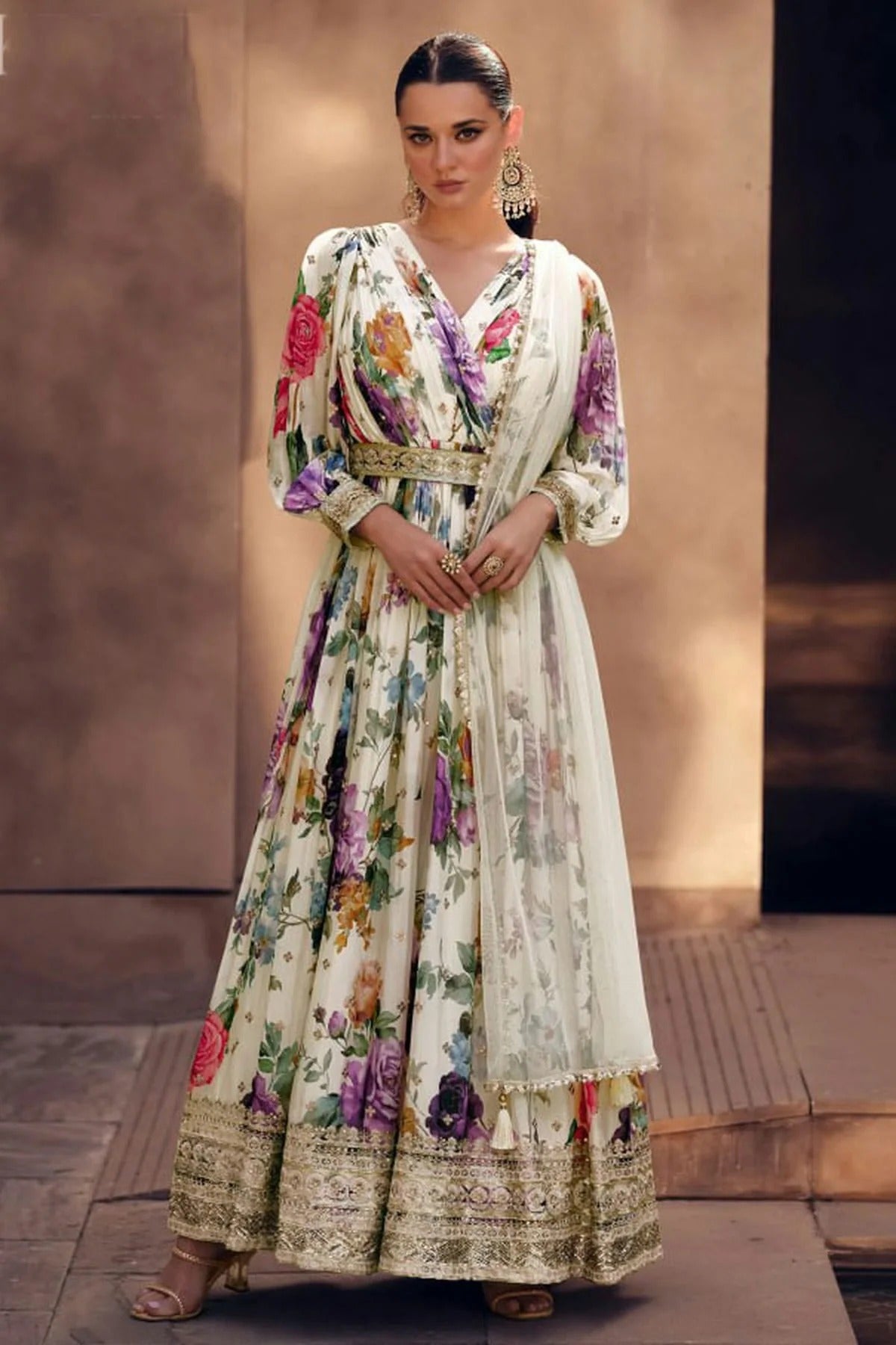 Cream Colour Georgette Anarkali Suit SM1140084
