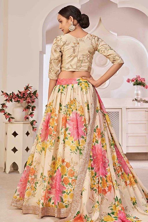Cream Colour Georgette Designer Lehenga Choli LC1240045 A