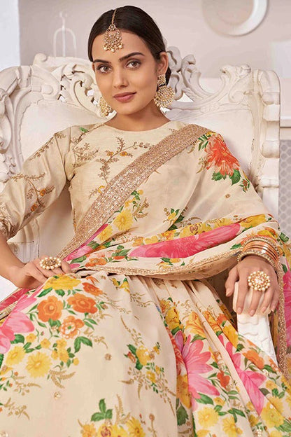 Cream Colour Georgette Designer Lehenga Choli LC1240045 B