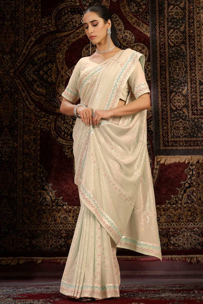 Cream Colour Georgette Designer Saree SD1080884 A