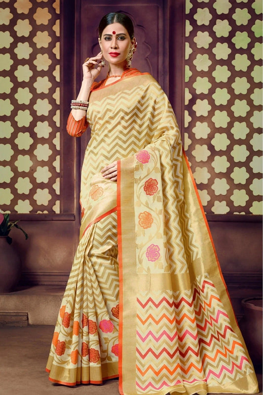 Cream Colour Handloom Cotton Traditional Saree SD1100083