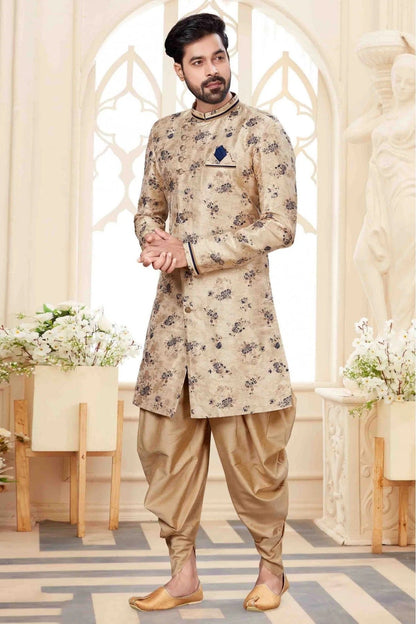 Cream Colour Jacquard Dhoti Sherwani SH1040240