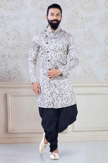 Cream Colour Jacquard Festival Wear Dhoti Sherwani SH1130007