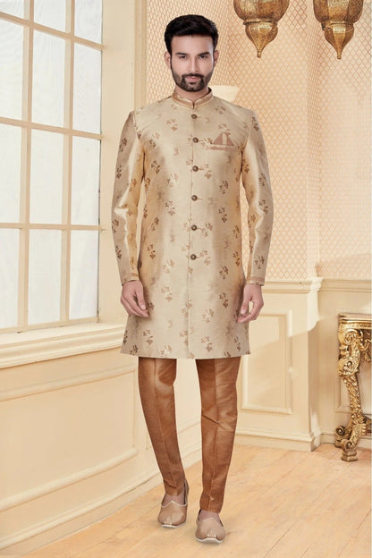 Cream Colour Jacquard Sherwani SH1040251