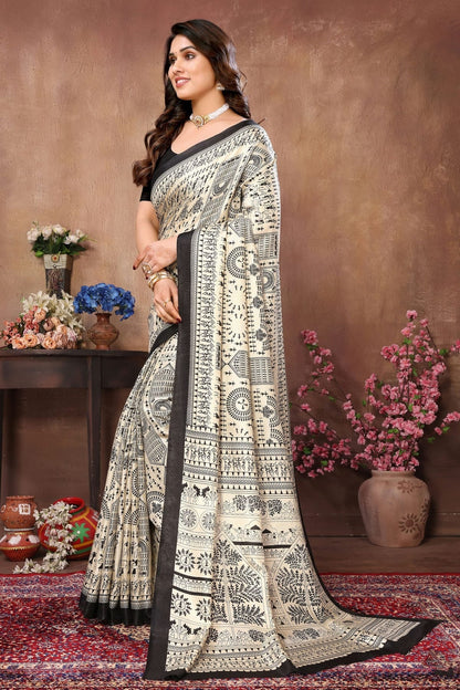 Cream Colour Khadi Silk Saree SD1110113