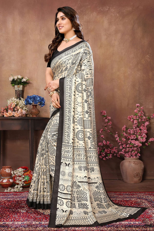 Cream Colour Khadi Silk Saree SD1110113