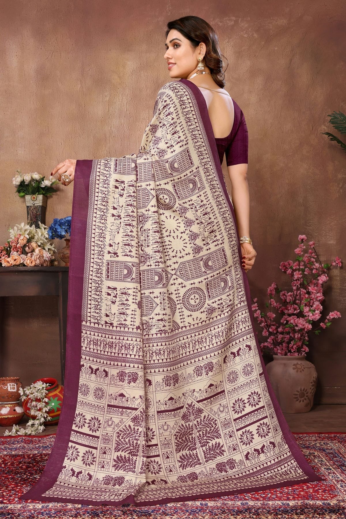 Cream Colour Khadi Silk Saree SD1110118 A