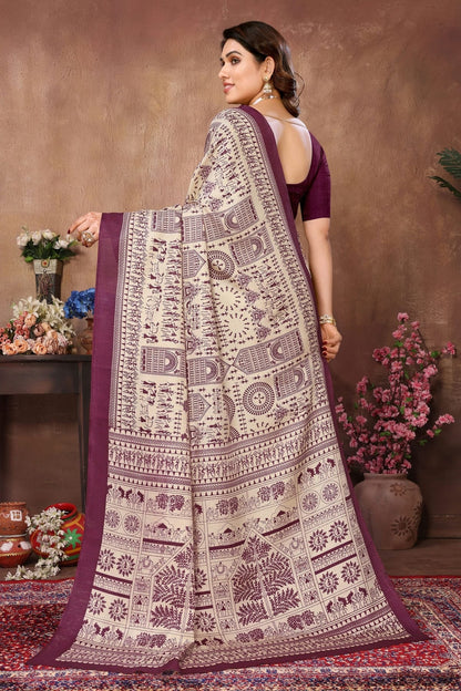 Cream Colour Khadi Silk Saree SD1110118 A