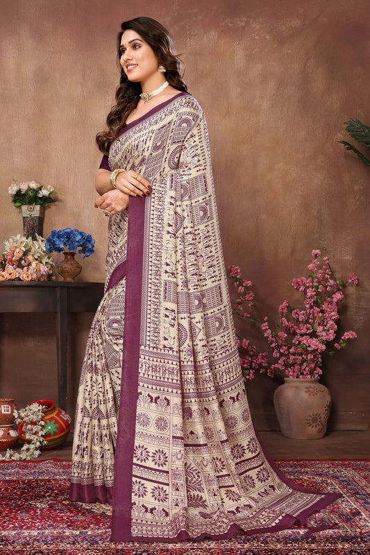 Cream Colour Khadi Silk Saree SD1110118