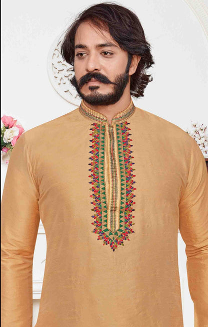 Cream Colour Kurta Pajama In Art Silk KP1210106 A