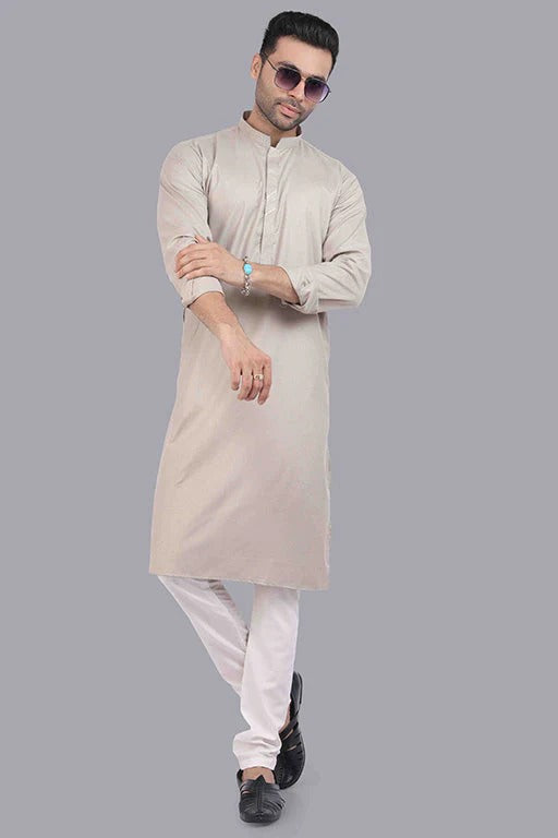 Cream Colour Kurta Pajama In Cotton KP1210178