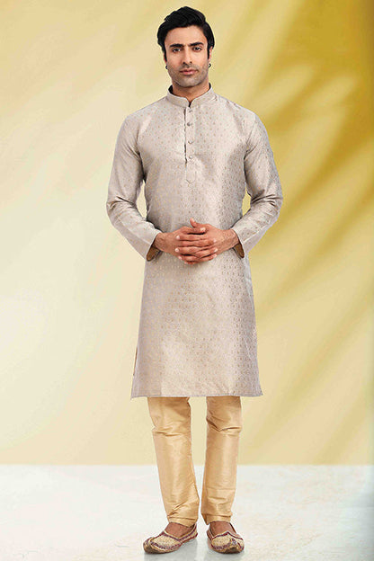 Cream Colour Kurta Pajama In Jacquard KP1210275