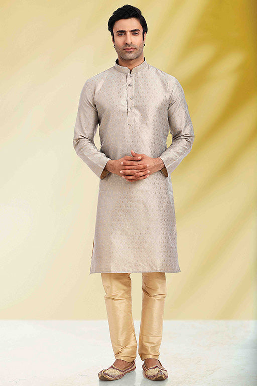 Cream Colour Kurta Pajama In Jacquard KP1210275