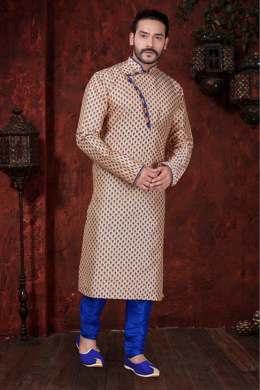 Cream Colour Kurta Pajama In Jarna Print Fabric KP1040054