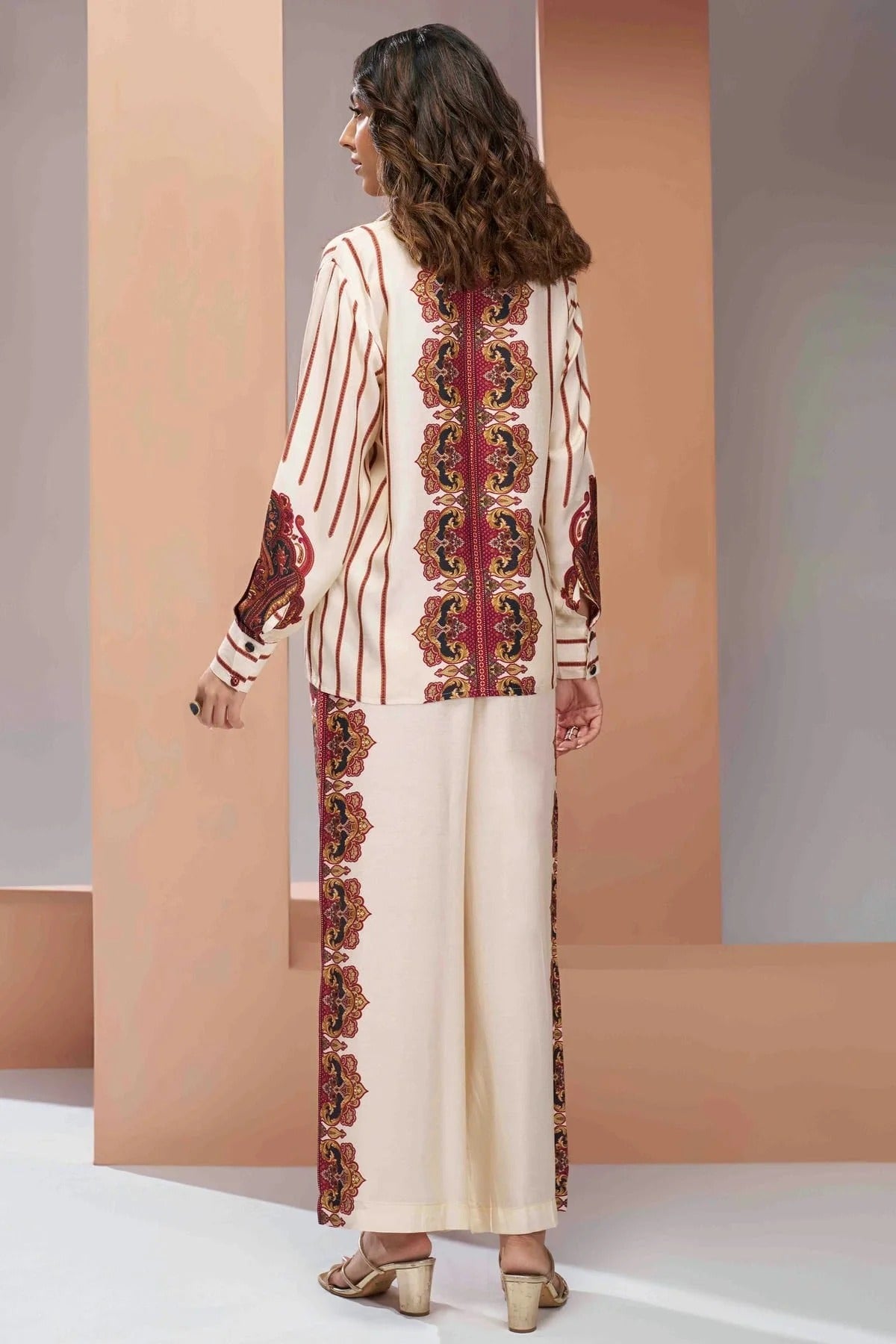 Cream Colour Muslin Silk Co Ord Suit TP1080966 B