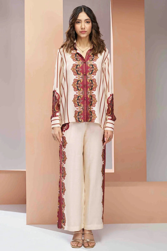 Cream Colour Muslin Silk Co Ord Suit TP1080966