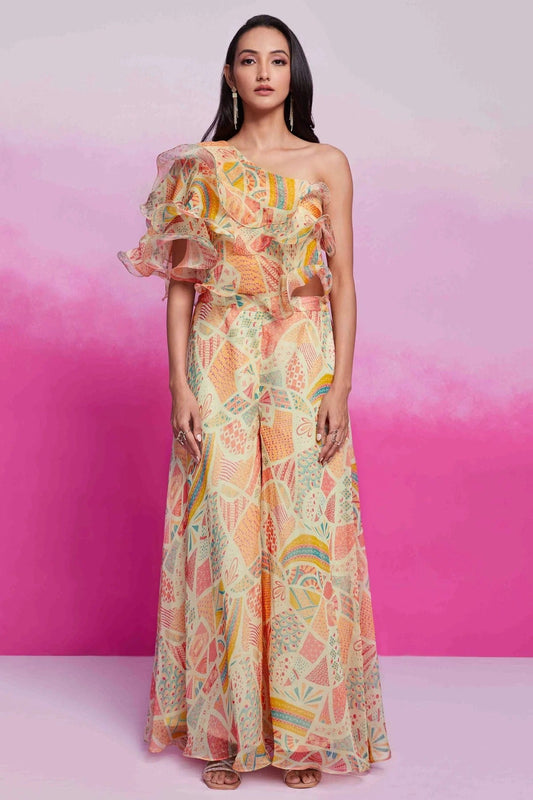 Cream Colour Organza Co Ord Suit TP1080939