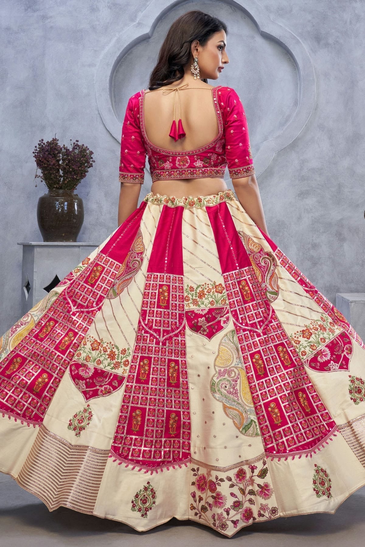 Cream Colour Organza Embroidery Lehenga Choli LC1111381 A