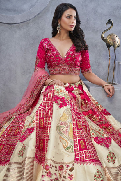 Cream Colour Organza Embroidery Lehenga Choli LC1111381 B