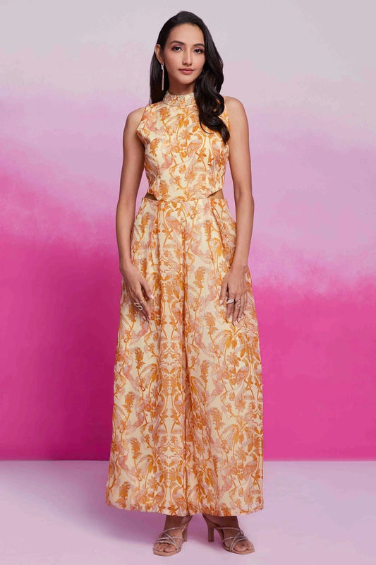 Cream Colour Organza Jump Suit TP1080938