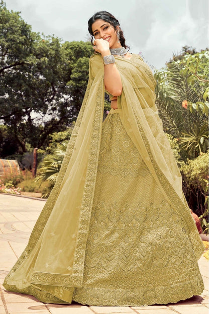 Cream Colour Organza Resham Work Lehenga Choli LC1080118