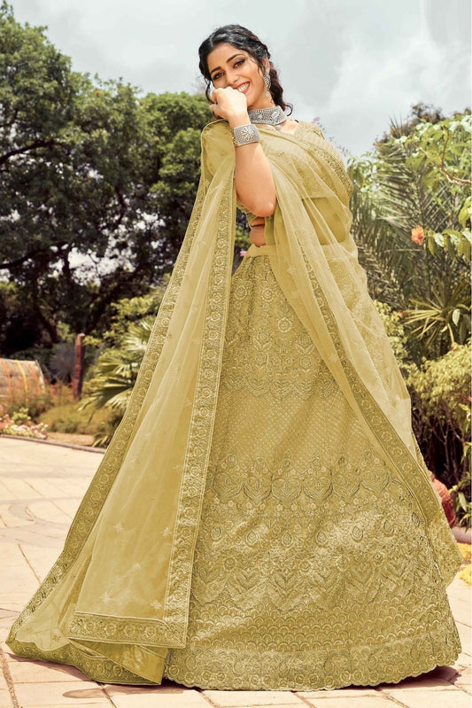 Cream Colour Organza Resham Work Lehenga Choli LC1080118
