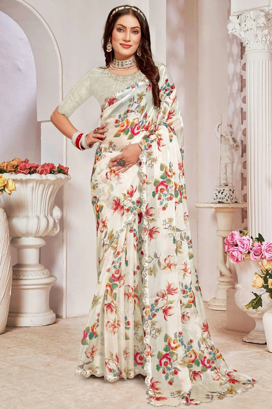 Cream Colour Organza Silk Designer Saree SD1121822