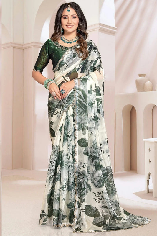 Cream Colour Organza Silk Designer Saree SD1121858