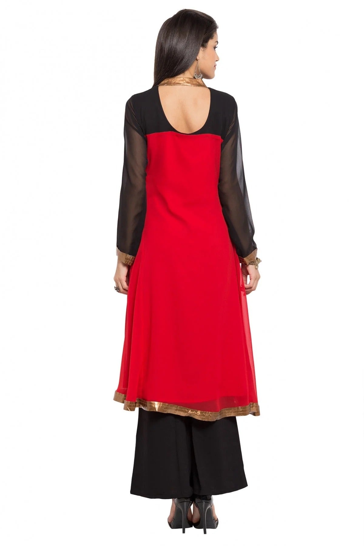 Cream Colour Plus Size Stitched Georgette Palazzo Pant Suit BW1070159 A